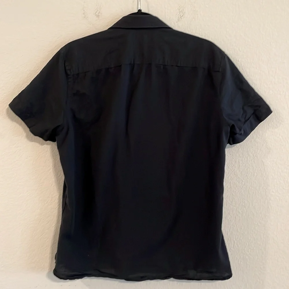 Perry Ellis Men’s Button Front Medium Black 100% Cotton Classic Contemporary